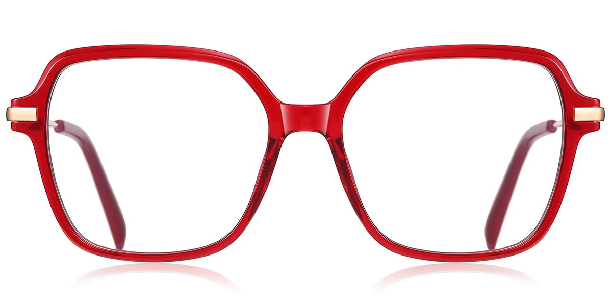 Square Blue Light Blocking Glasses translucent-red