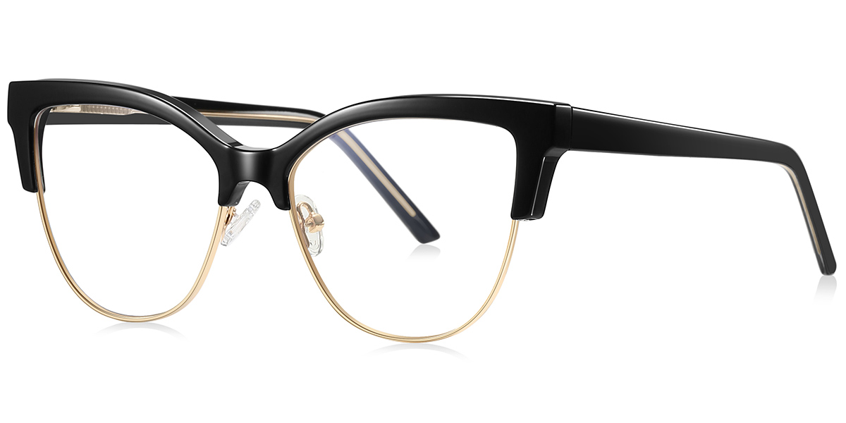 Cat Eye Blue Light Blocking Glasses black-gold