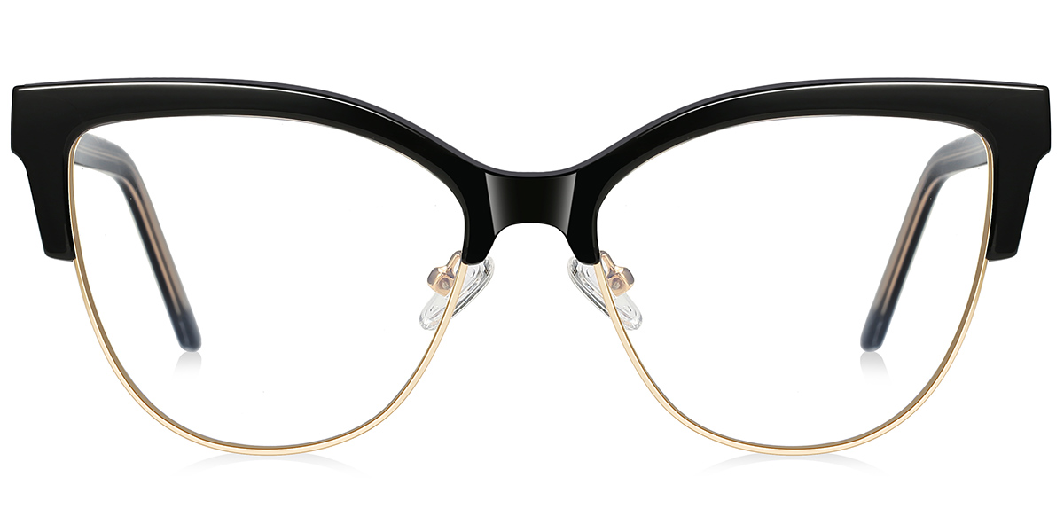 Cat Eye Blue Light Blocking Glasses black-gold