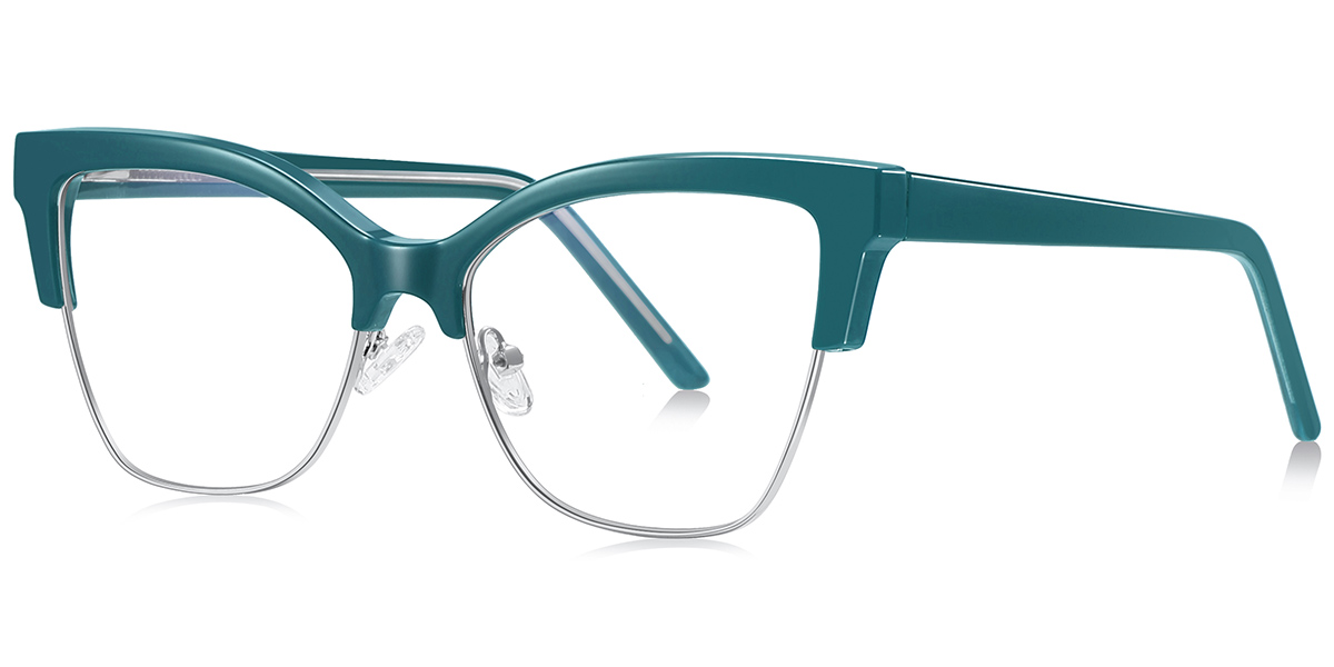 Square Blue Light Blocking Glasses green