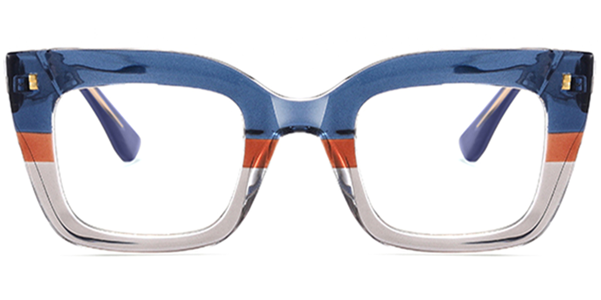 Square Blue Light Blocking Glasses pattern-blue