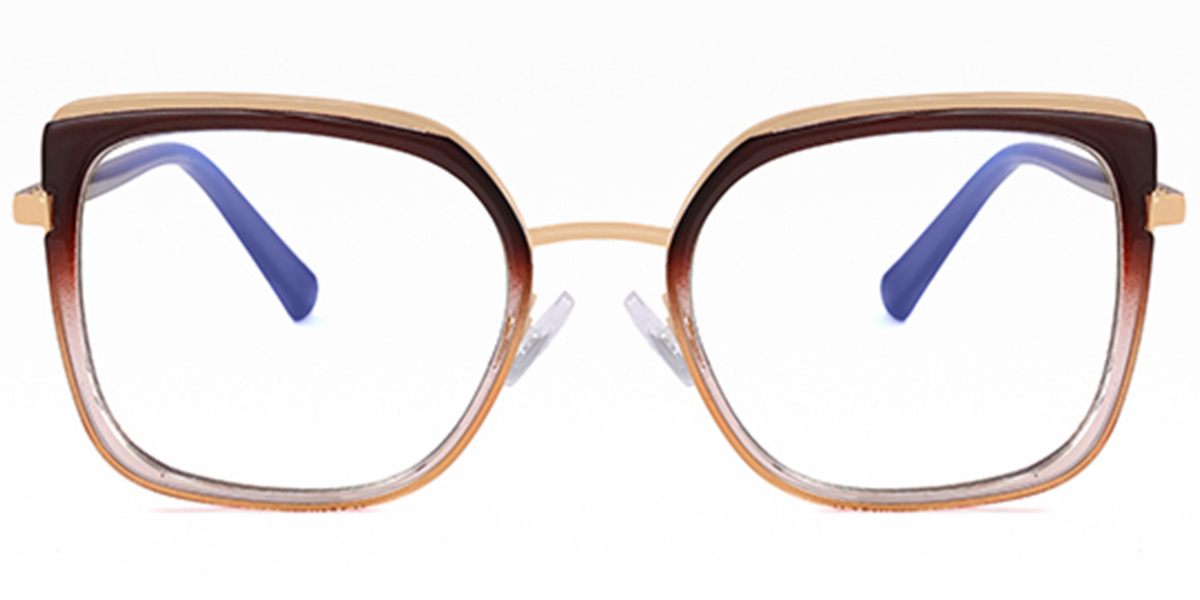 Square Blue Light Blocking Glasses gradient_brown