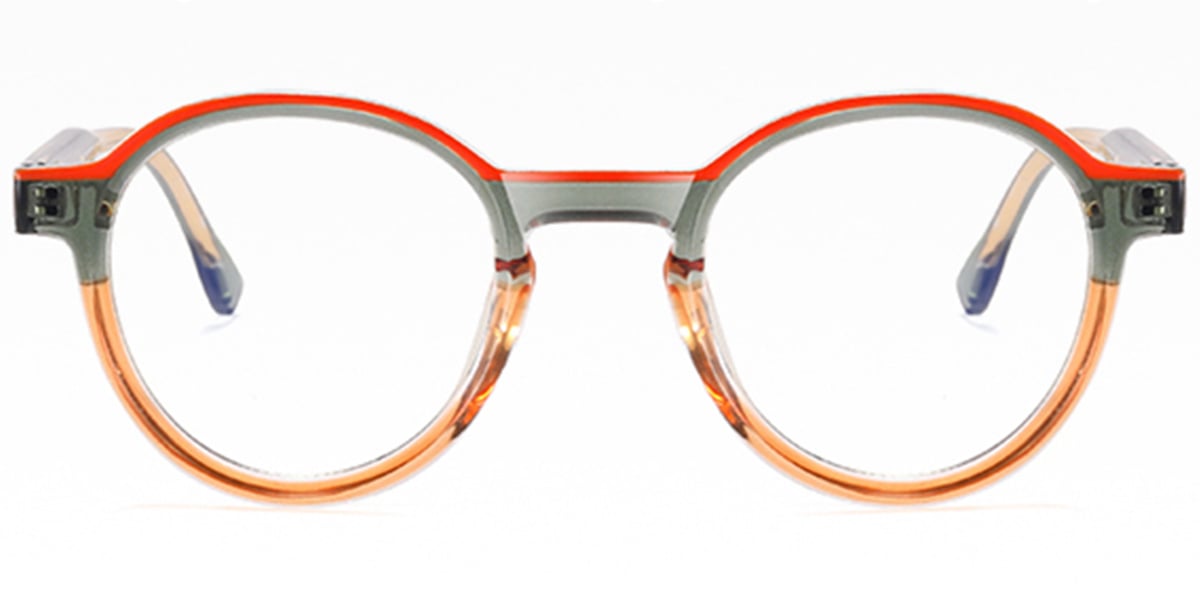 Round Blue Light Blocking Glasses pattern-orange