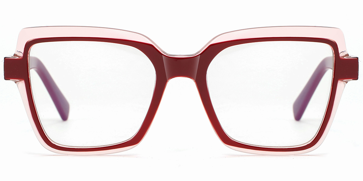 Square Blue Light Blocking Glasses translucent-red