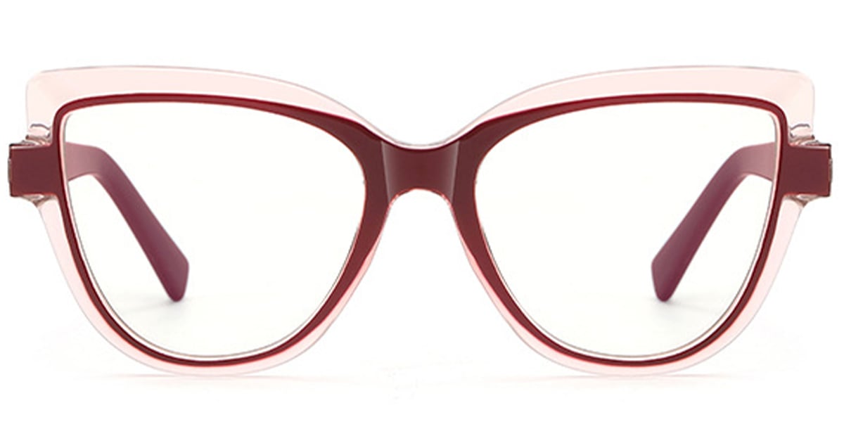 Cat Eye Blue Light Blocking Glasses translucent-red