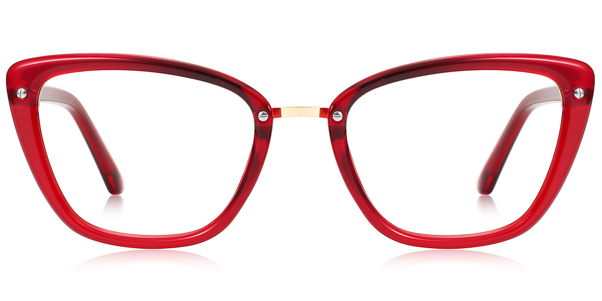 Rectangle Blue Light Blocking Glasses translucent-red