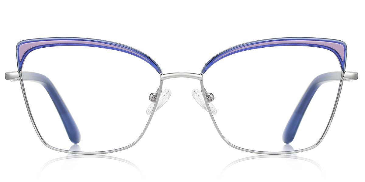 Cat Eye Browline Blue Light Blocking Glasses blue