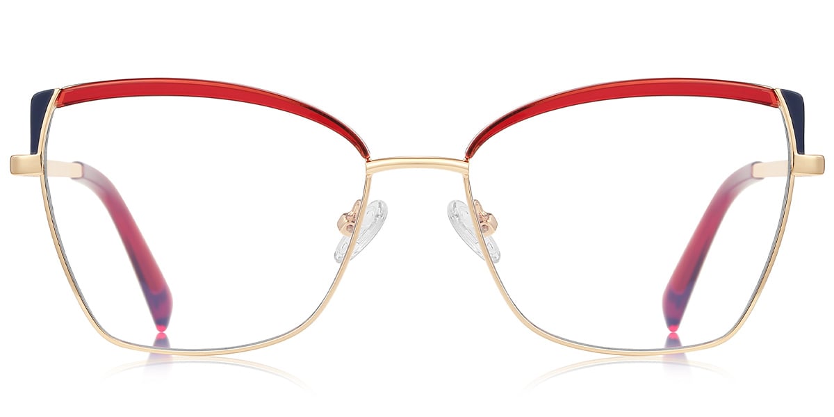 Cat Eye Browline Blue Light Blocking Glasses red