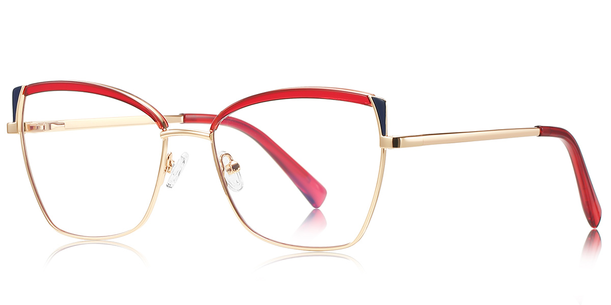Cat Eye Browline Blue Light Blocking Glasses red