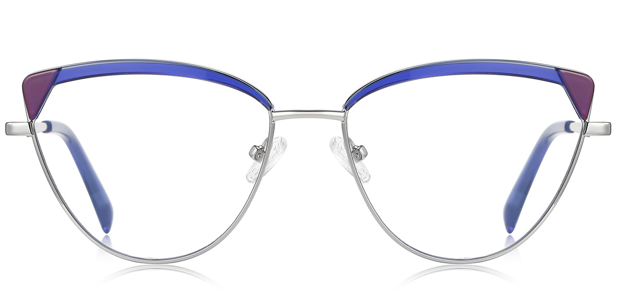 Cat Eye Browline Blue Light Blocking Glasses pattern-blue