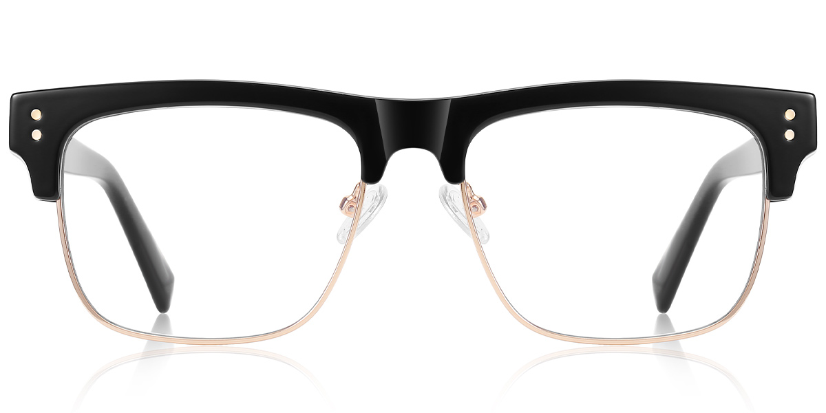 Square Browline Blue Light Blocking Glasses black-gold