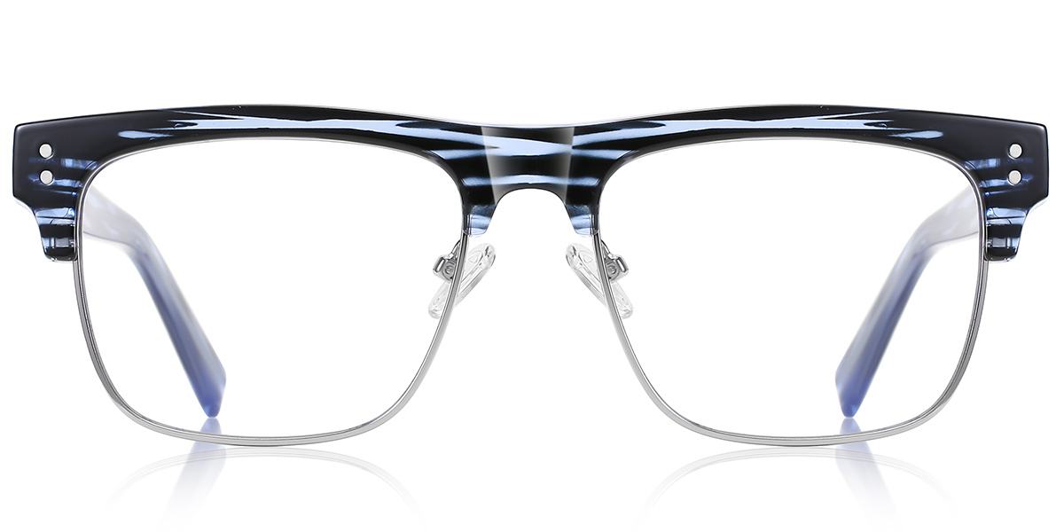 Square Browline Blue Light Blocking Glasses pattern-blue