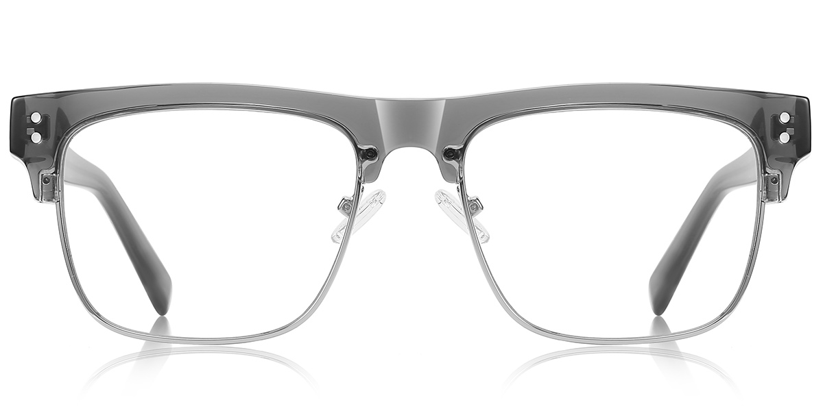 Square Browline Blue Light Blocking Glasses translucent-grey