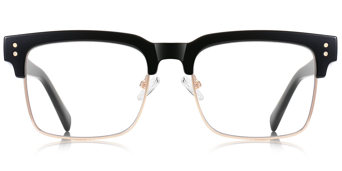 Square Browline Blue Light Blocking Glasses black-gold