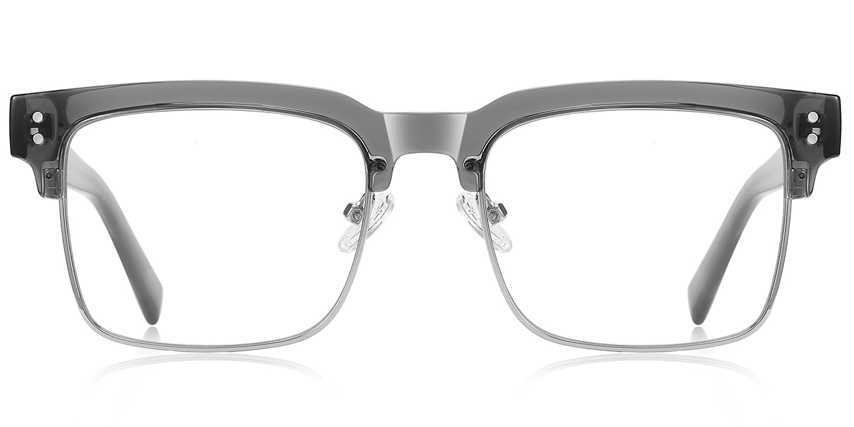 Square Browline Blue Light Blocking Glasses translucent-grey