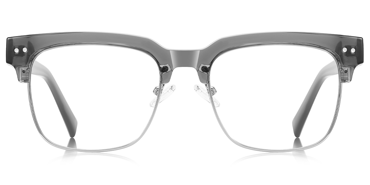 Square Browline Blue Light Blocking Glasses translucent-grey