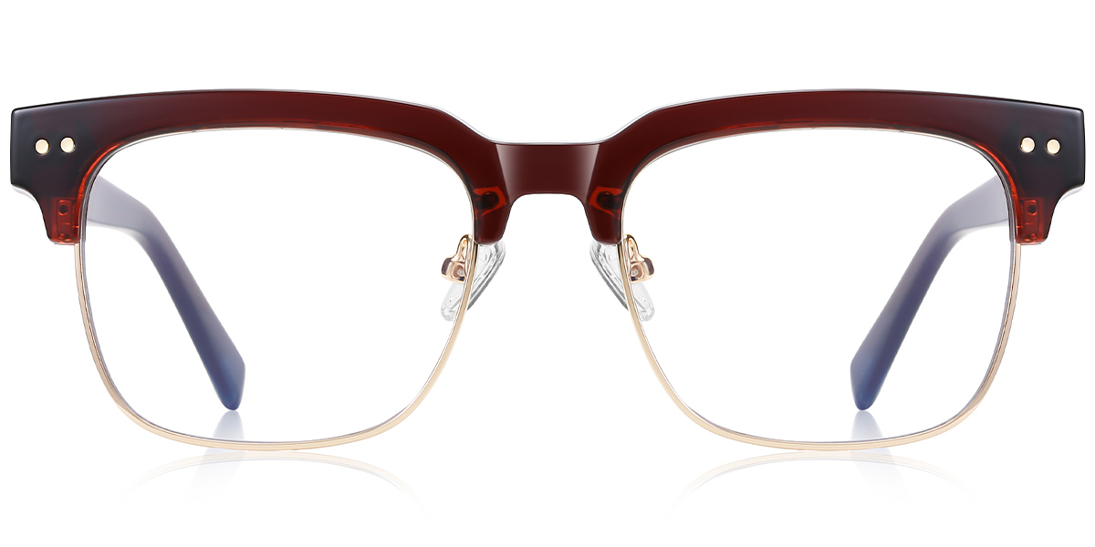 Square Browline Blue Light Blocking Glasses translucent-red