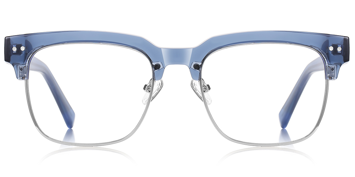 Square Browline Blue Light Blocking Glasses translucent-blue