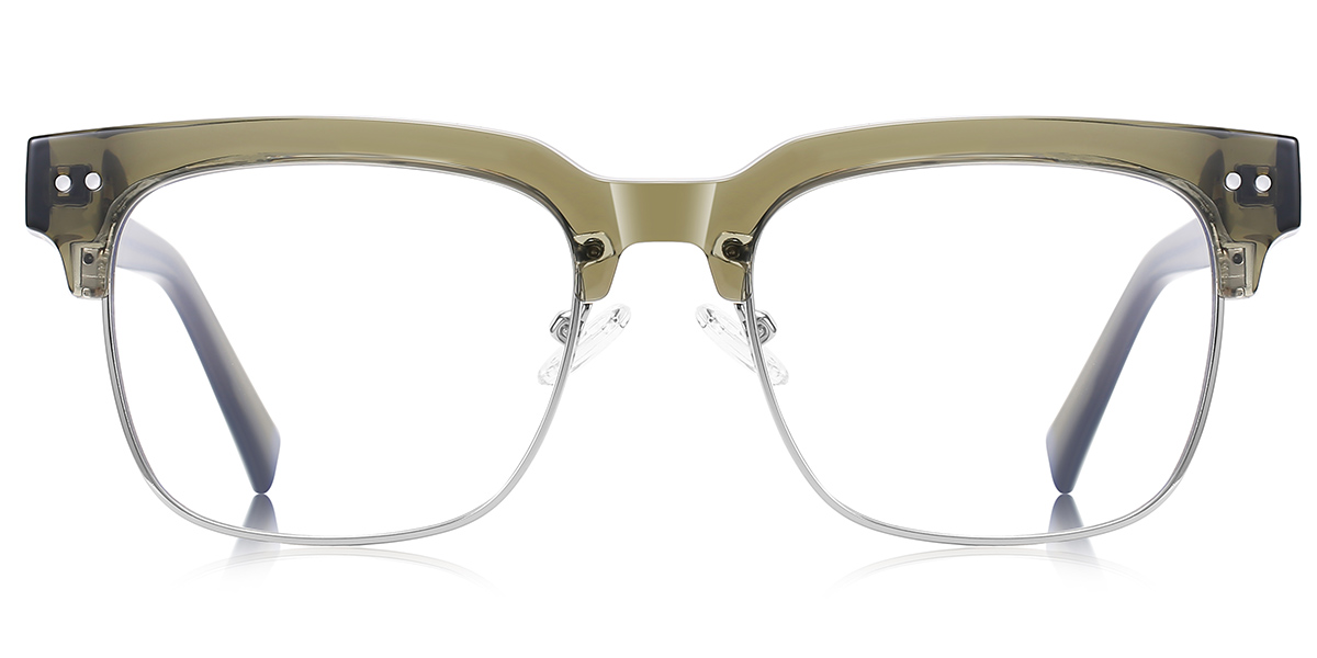 Square Browline Blue Light Blocking Glasses translucent-green