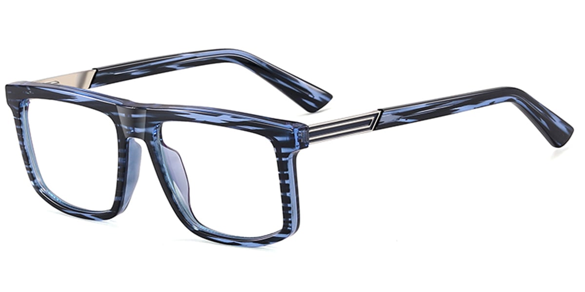 Rectangle Blue Light Blocking Glasses pattern-blue