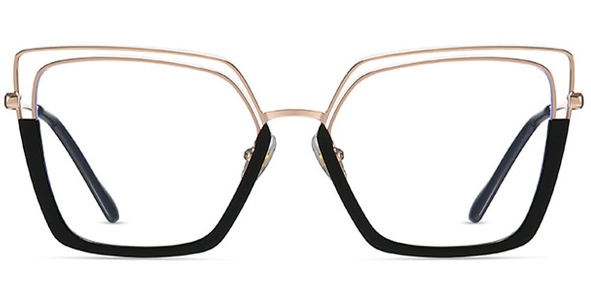 Square Blue Light Blocking Glasses black-gold