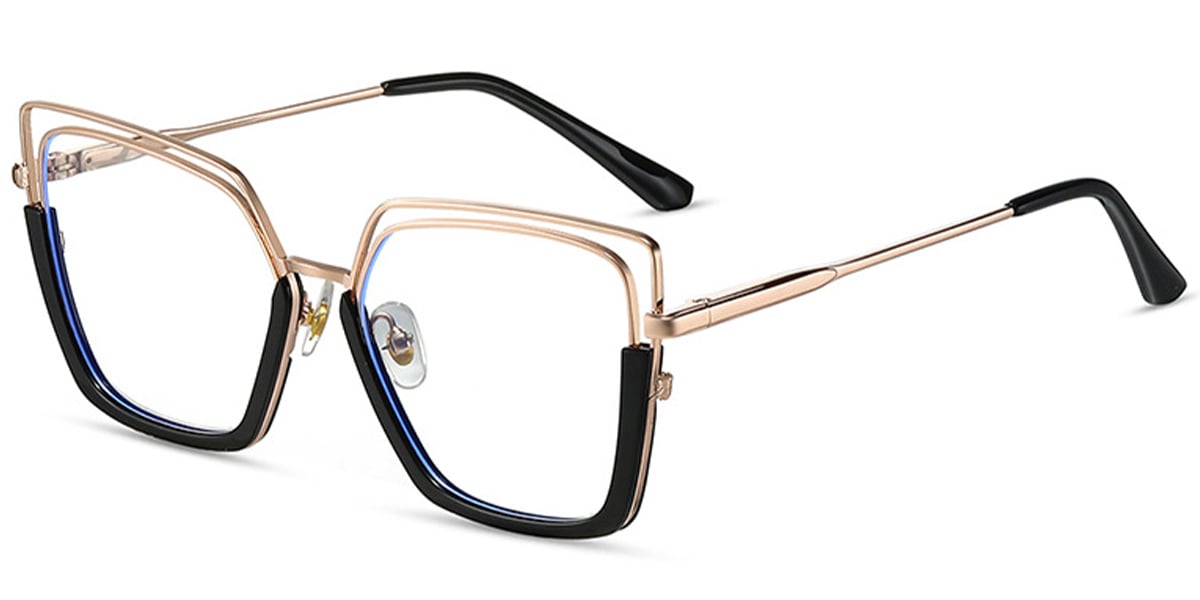 Square Blue Light Blocking Glasses black-gold