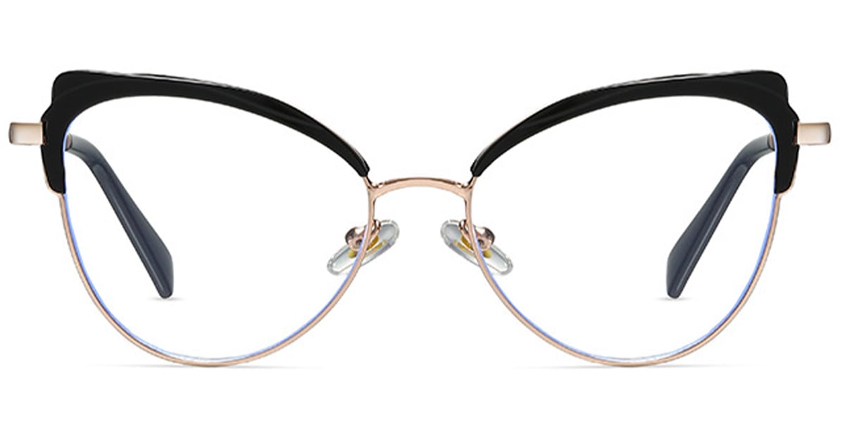 Cat Eye Blue Light Blocking Glasses black-gold