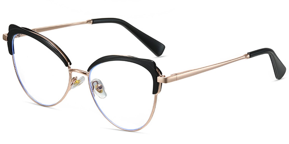 Cat Eye Blue Light Blocking Glasses black-gold