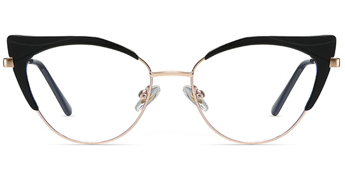 Cat Eye Blue Light Blocking Glasses black-gold