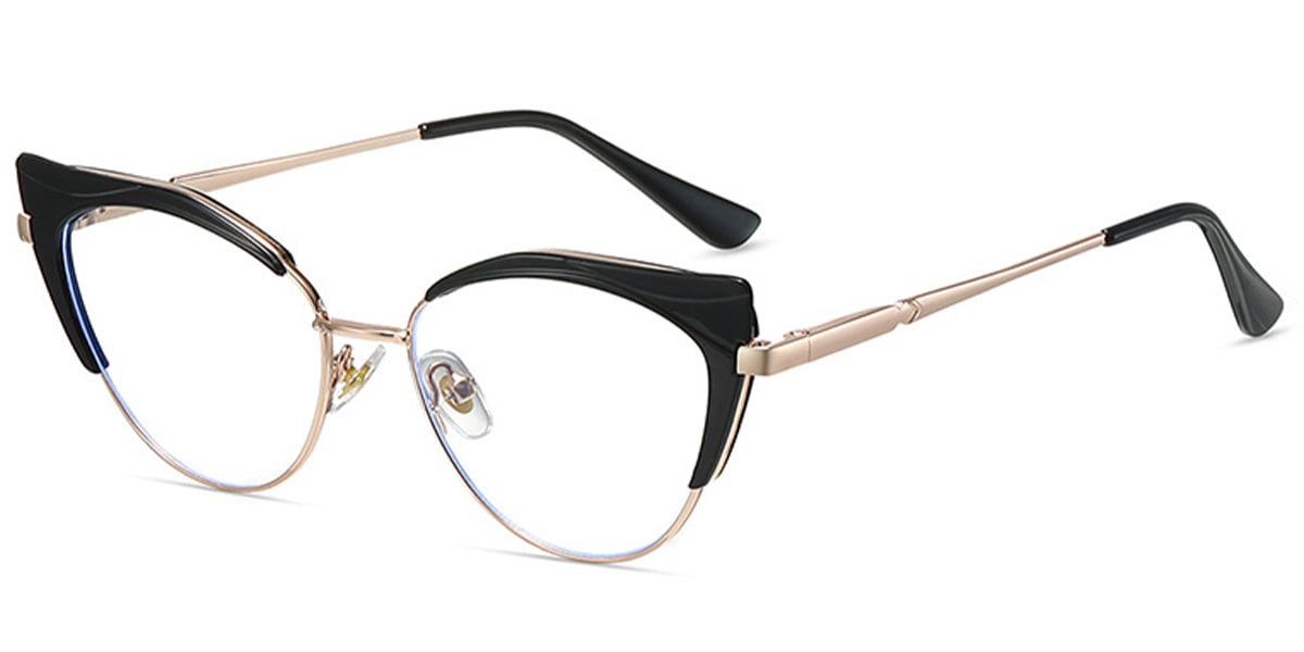 Cat Eye Blue Light Blocking Glasses black-gold