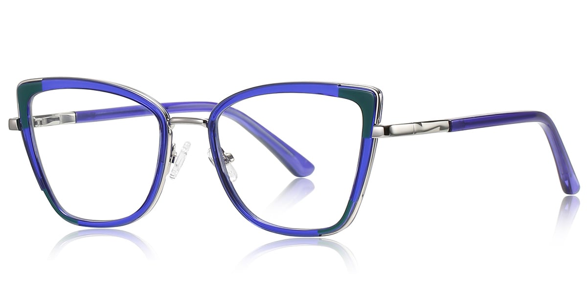 Cat Eye Blue Light Blocking Glasses pattern-blue