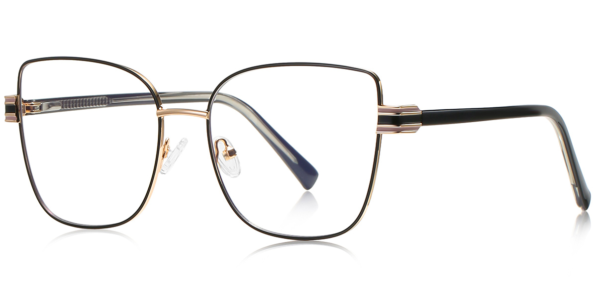 Square Blue Light Blocking Glasses black-gold