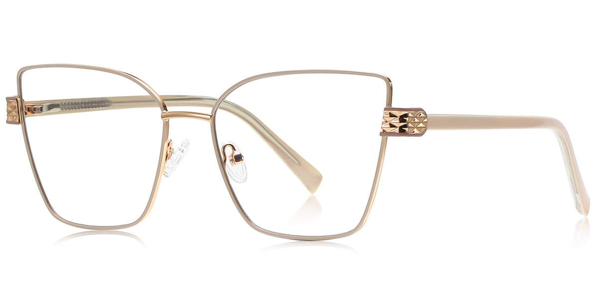 Square Cat Eye Blue Light Blocking Glasses beige