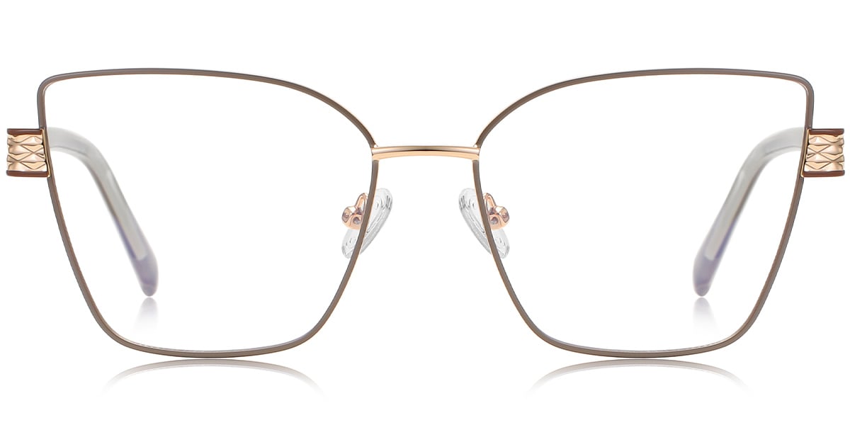 Square Cat Eye Blue Light Blocking Glasses brown