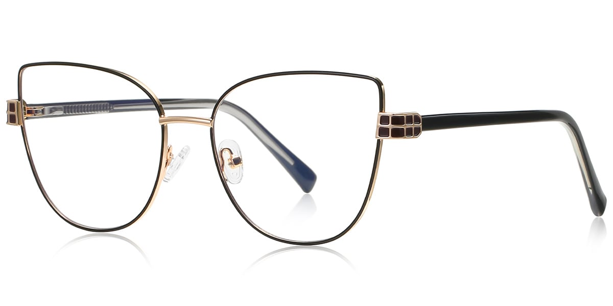 Cat Eye Blue Light Blocking Glasses black-gold