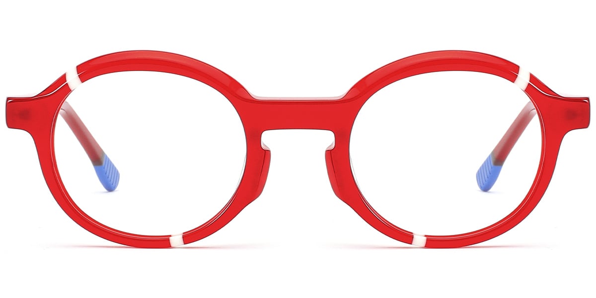 Kid's Acetate Oval Blue Light Blocking Glasses pattern-red