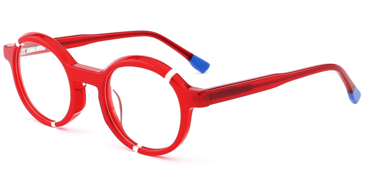 Kid's Acetate Oval Blue Light Blocking Glasses pattern-red