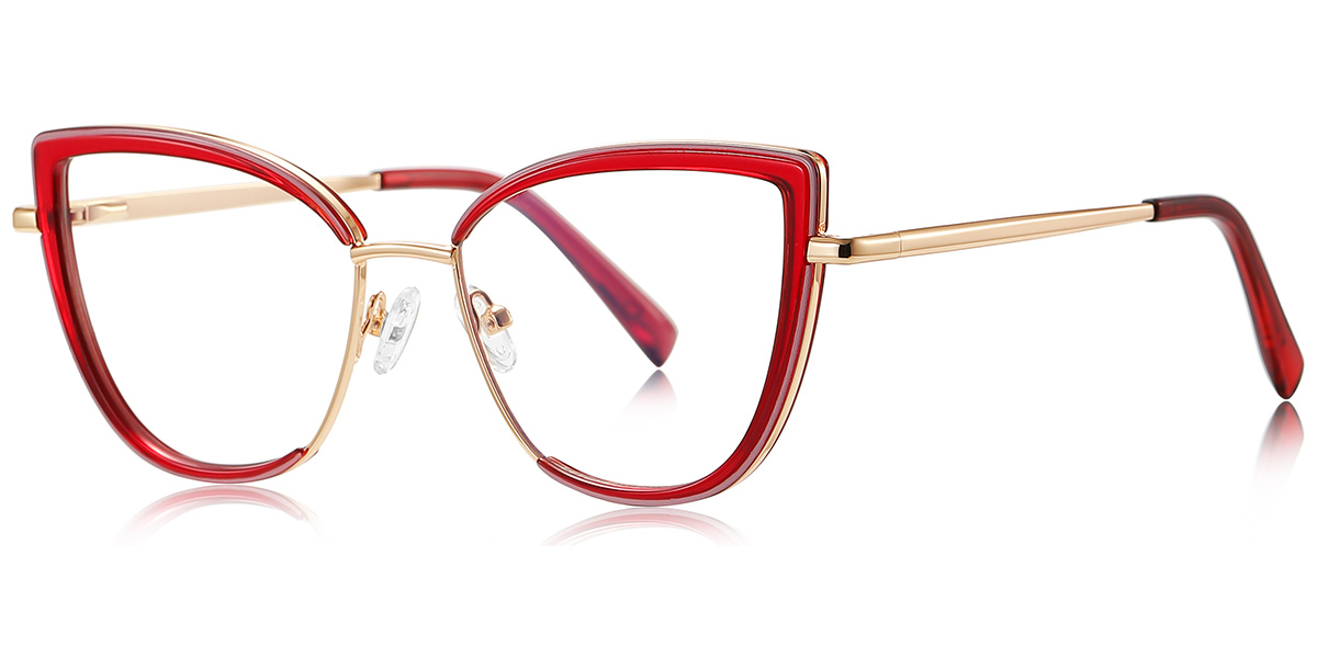 Cat Eye Blue Light Blocking Glasses translucent-red