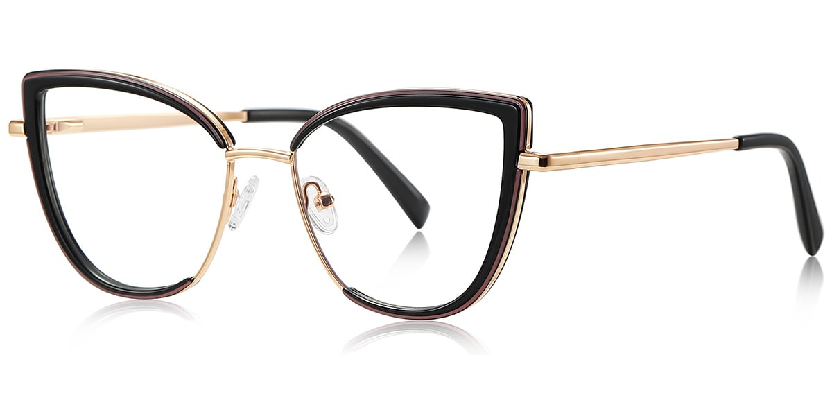 Cat Eye Blue Light Blocking Glasses black-gold