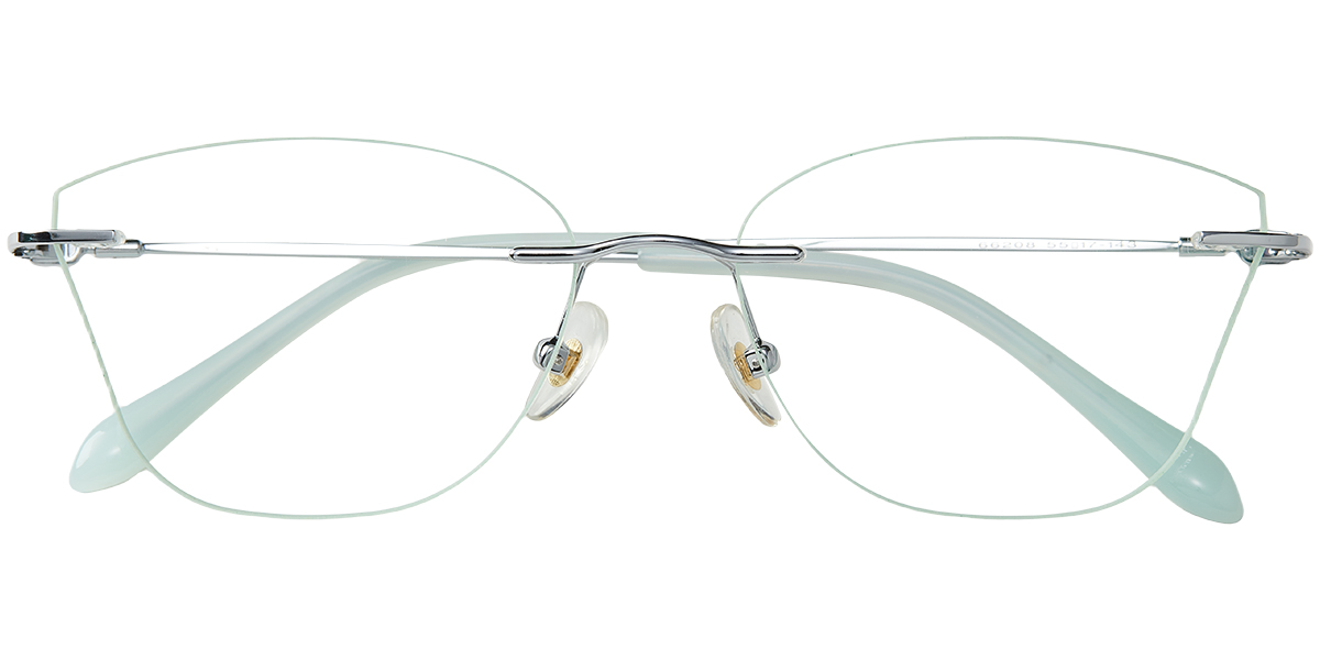 Acetate Square Blue Light Blocking Rimless Glasses silver