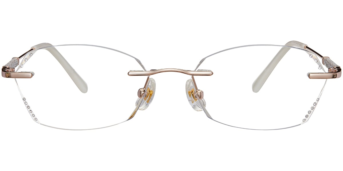 Acetate Rectangle Blue Light Blocking Rimless Glasses rose_gold