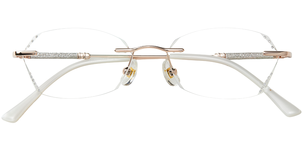 Acetate Rectangle Blue Light Blocking Rimless Glasses rose_gold