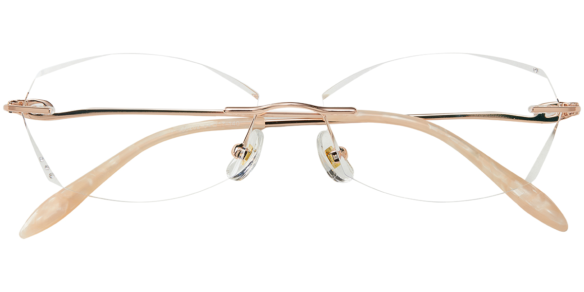Acetate Rectangle Blue Light Blocking Rimless Glasses rose_gold