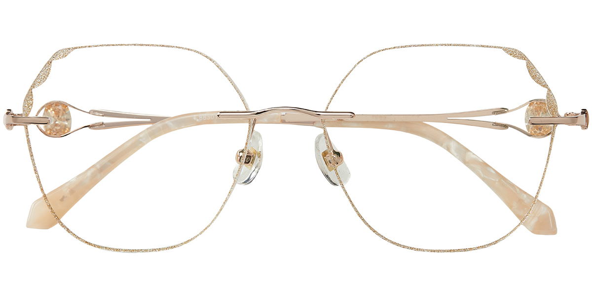 Acetate Square Blue Light Blocking Rimless Glasses rose_gold