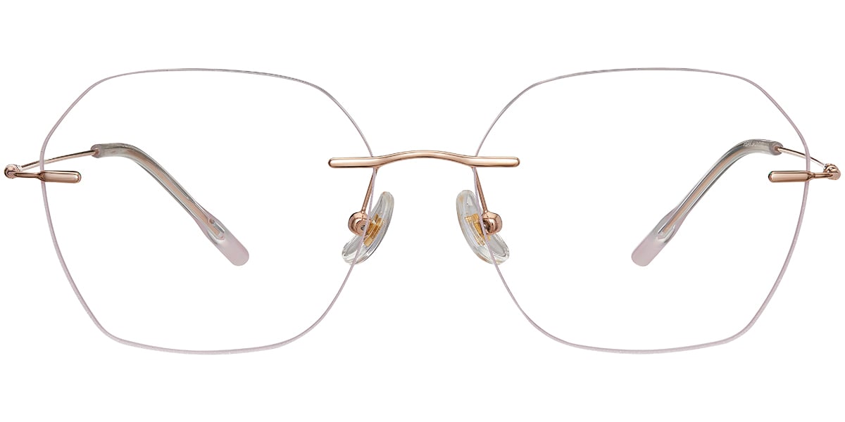 Acetate Square Blue Light Blocking Rimless Glasses rose_gold