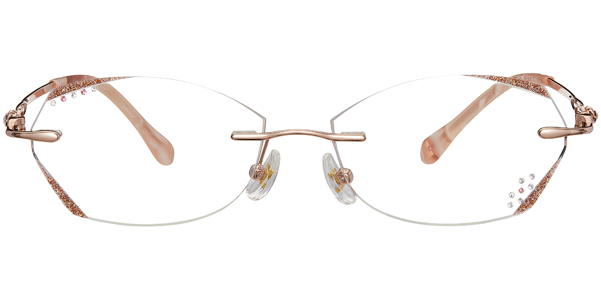 Acetate Rectangle Blue Light Blocking Rimless Glasses rose_gold