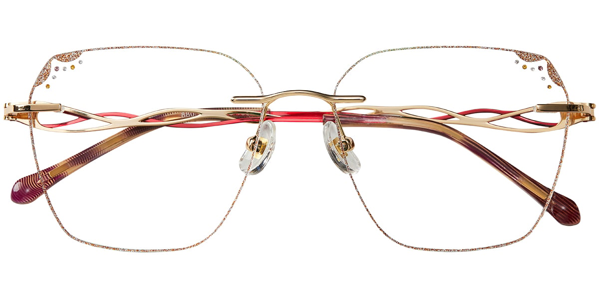 Acetate Square Blue Light Blocking Rimless Glasses rose_gold