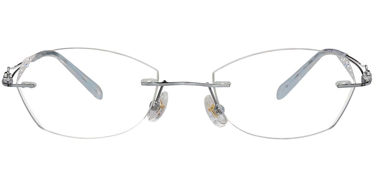 Acetate Rectangle Blue Light Blocking Rimless Glasses silver