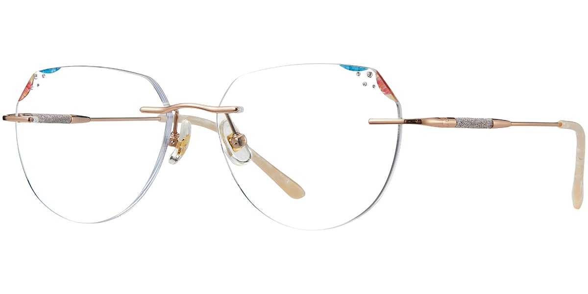 Titanium Geometric Rimless Blue Light Blocking Glasses BF7773