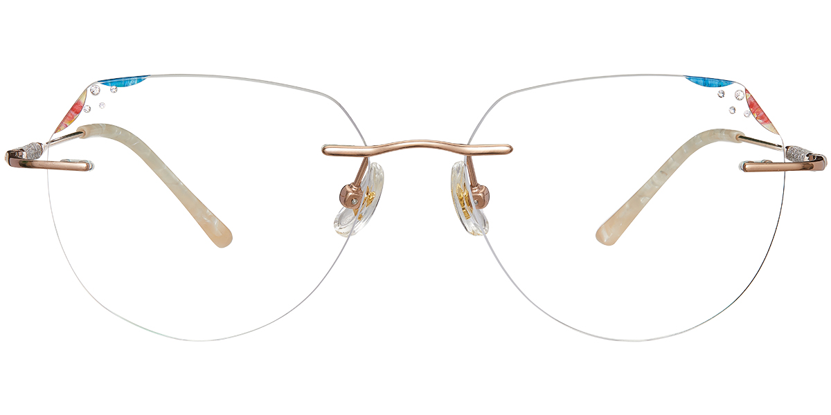 Titanium Geometric Rimless Blue Light Blocking Glasses rose_gold